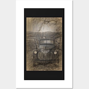 Pencil drawing of vintage Chevy Posters and Art